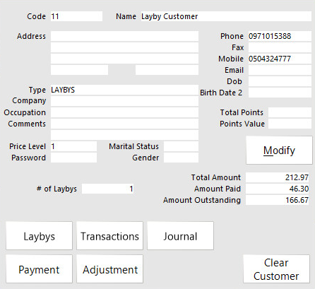 Make a Layby Adjustment/Layaway Adjustment