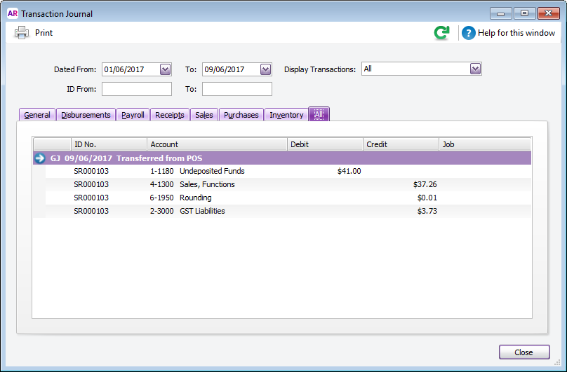 POS Transaction Examples MYOB