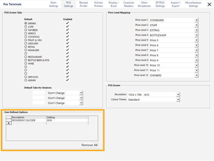 GL Code Mapping by Session - User Defined