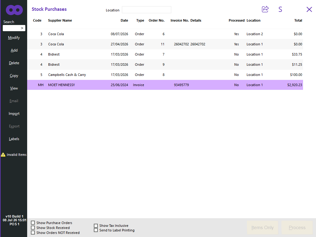 Processing Invoices