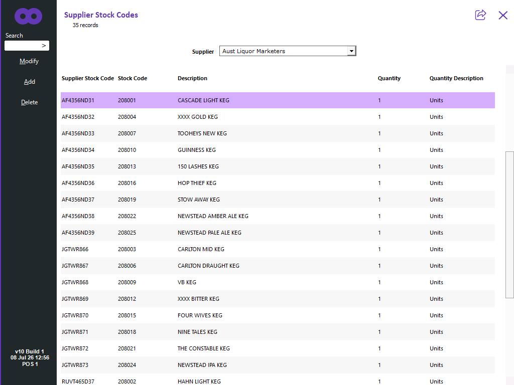 Supplier Stock Codes