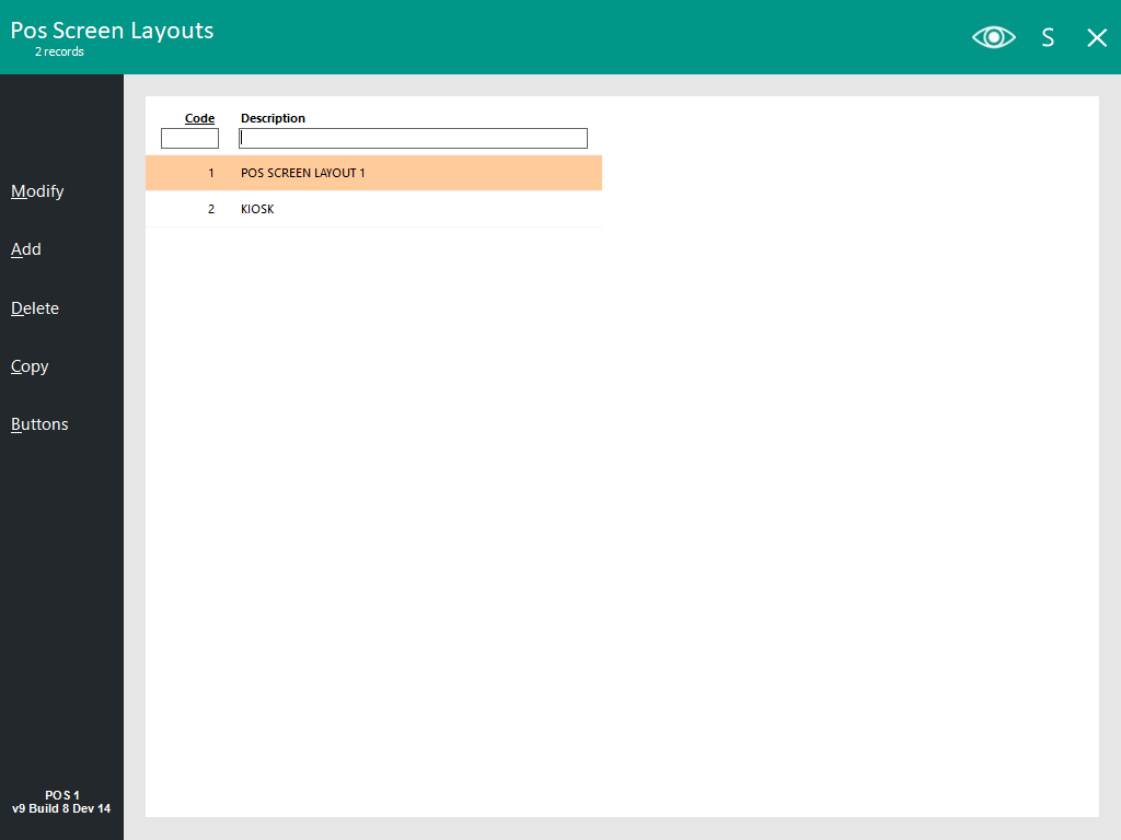 POS Screen Setup