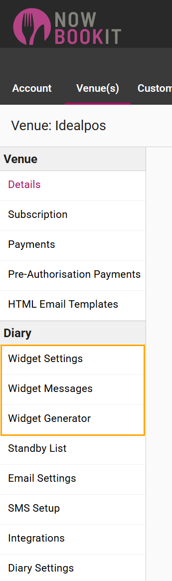 Configuring Now Book It Widget